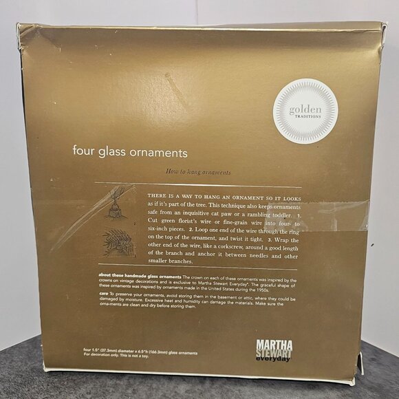 Martha Stewart Everyday Golden Flute-Shaped Glass Christmas Ornaments 16 Total - Picture 3 of 7